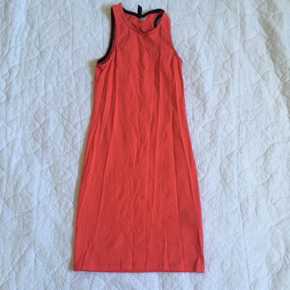 Reddish coral stretch bodycon high neck dress